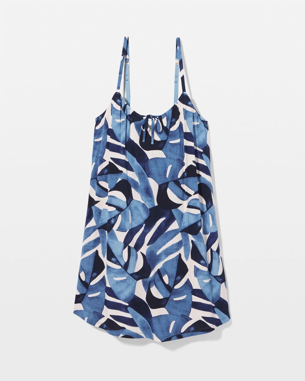 TROPICAL BREEZE SKY Tie-Front Chemise