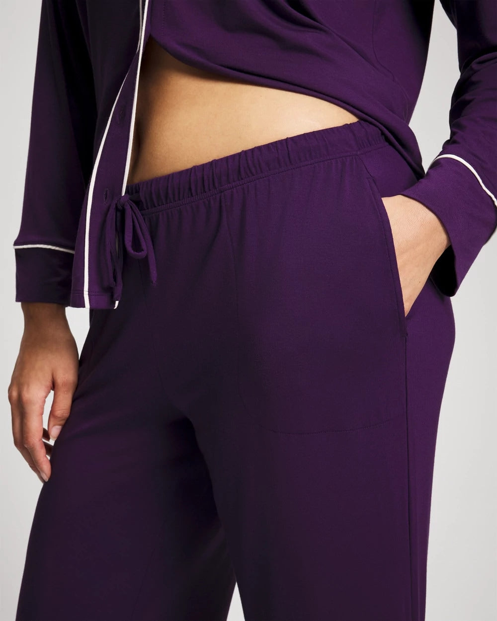 BLACKBERRY Solid Piped Pajama Pant