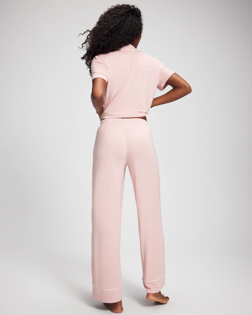 VINTAGE PINK Solid Piped Pajama Pant