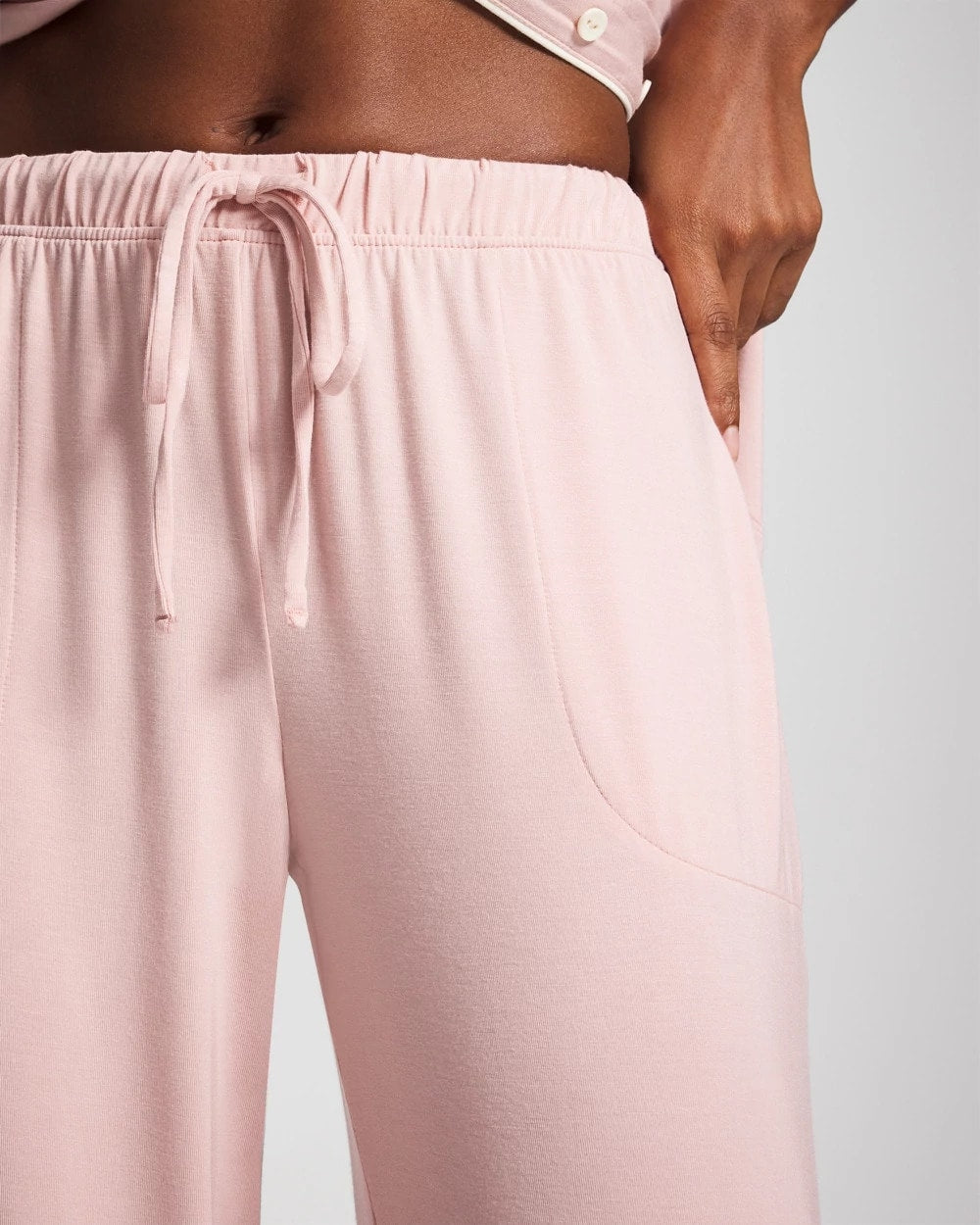 VINTAGE PINK Solid Piped Pajama Pant