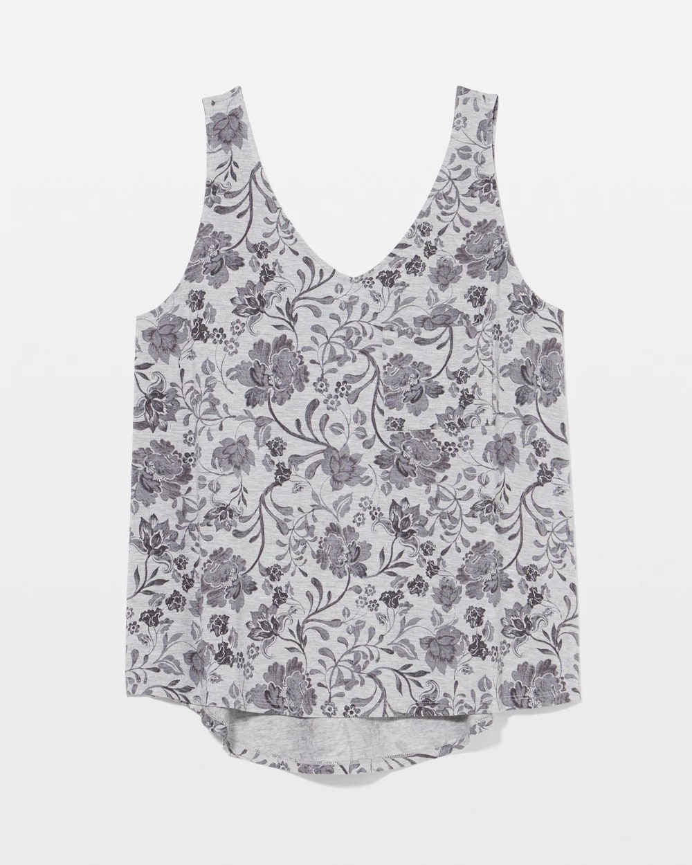 FLORAL EMBRACE GRAY V-Neck Pajama Tank