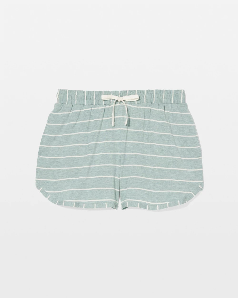 MINDFUL STRIPE HTHR JADE Curved Hem Pajama Shorts
