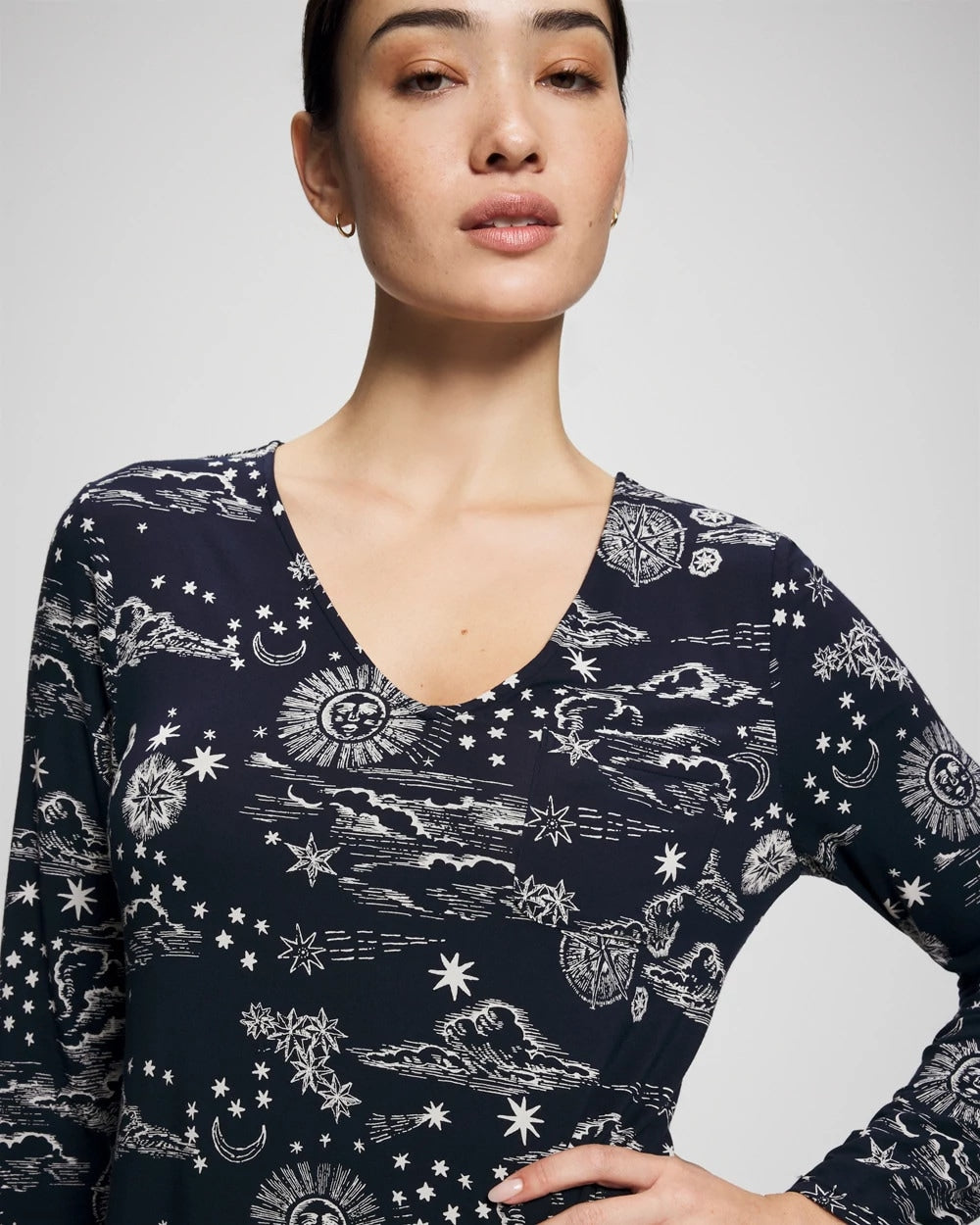 COSMIC BALLET NAVY Long-Sleeve Sleepshirt