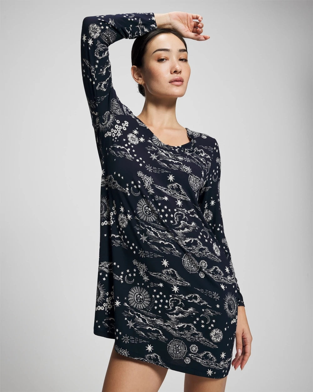 COSMIC BALLET NAVY Long-Sleeve Sleepshirt