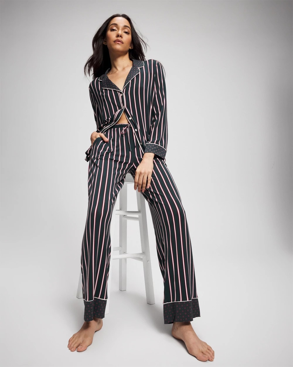 MIDNIGHT STRIPE GREEN JOL Printed Pajama Pant