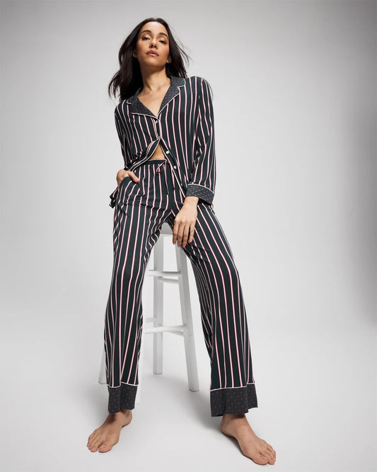 MIDNIGHT STRIPE GREEN JOL Printed Pajama Pant