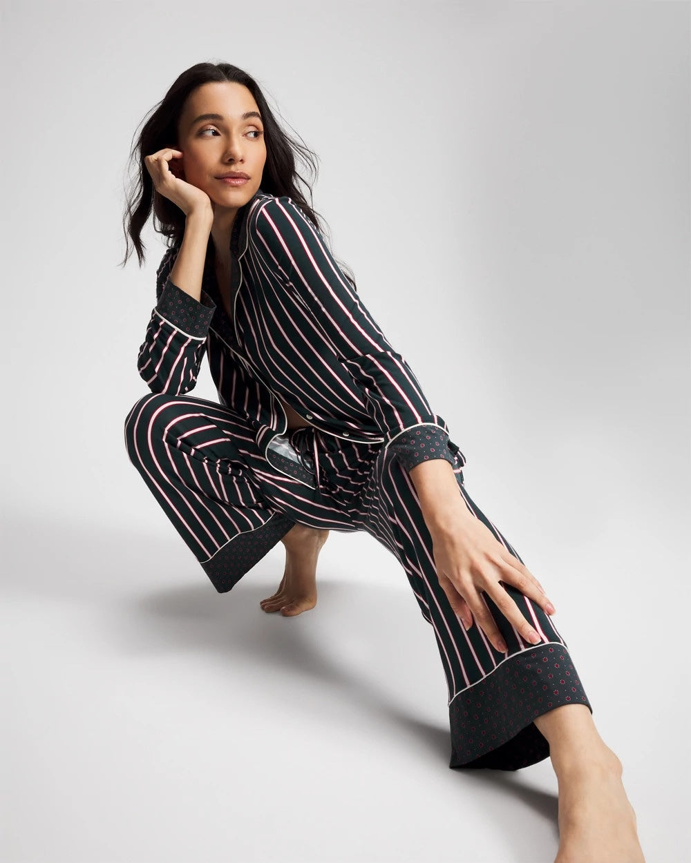MIDNIGHT STRIPE GREEN JOL Printed Pajama Pant