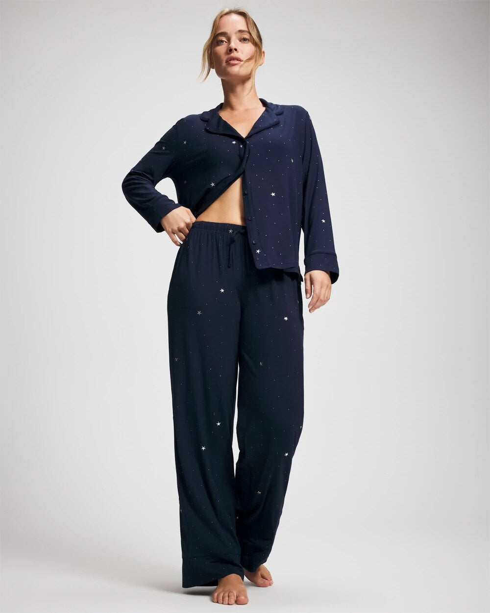 SILVER DEW DROP/NAVY Printed Pajama Pant