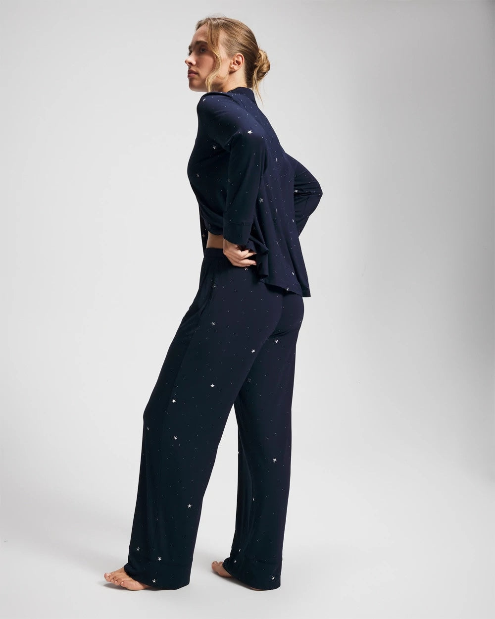 SILVER DEW DROP/NAVY Printed Pajama Pant