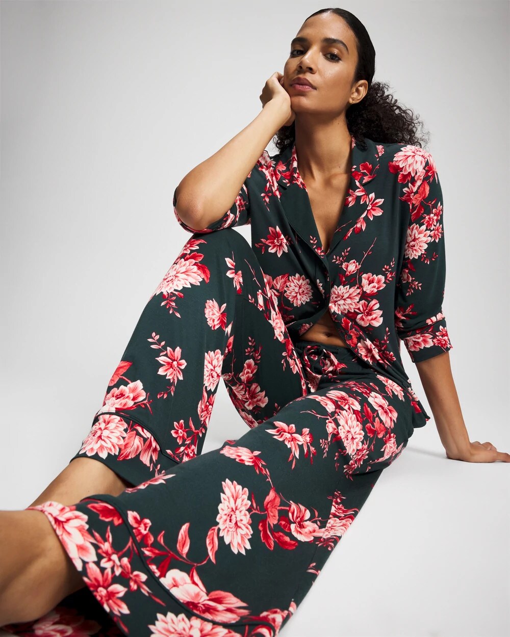 COTTAGE FLORAL GREEN Printed Pajama Pant