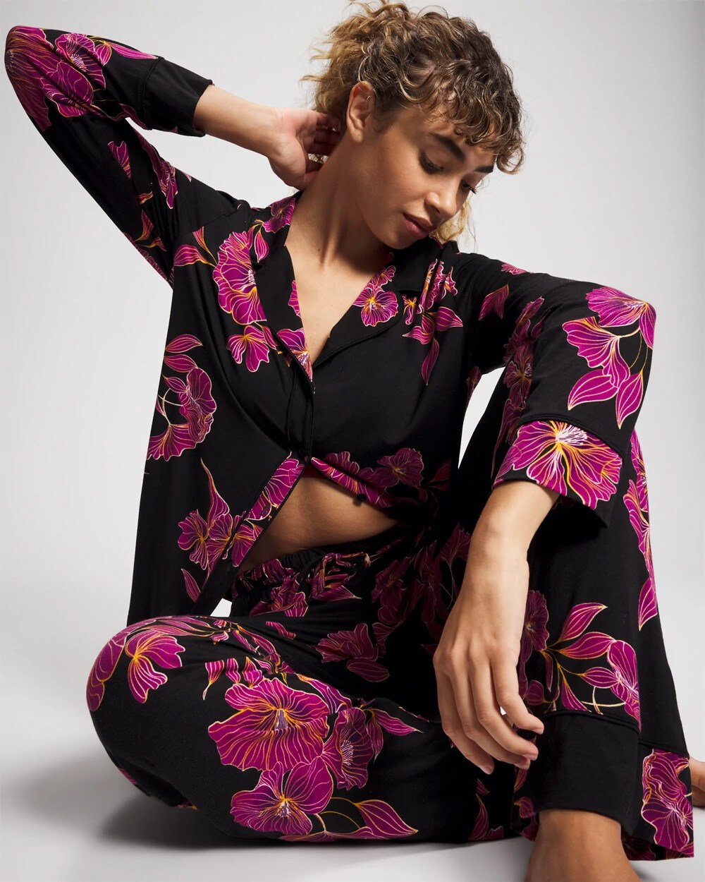 GILDED BLOOMS MAGENTA Printed Pajama Pant