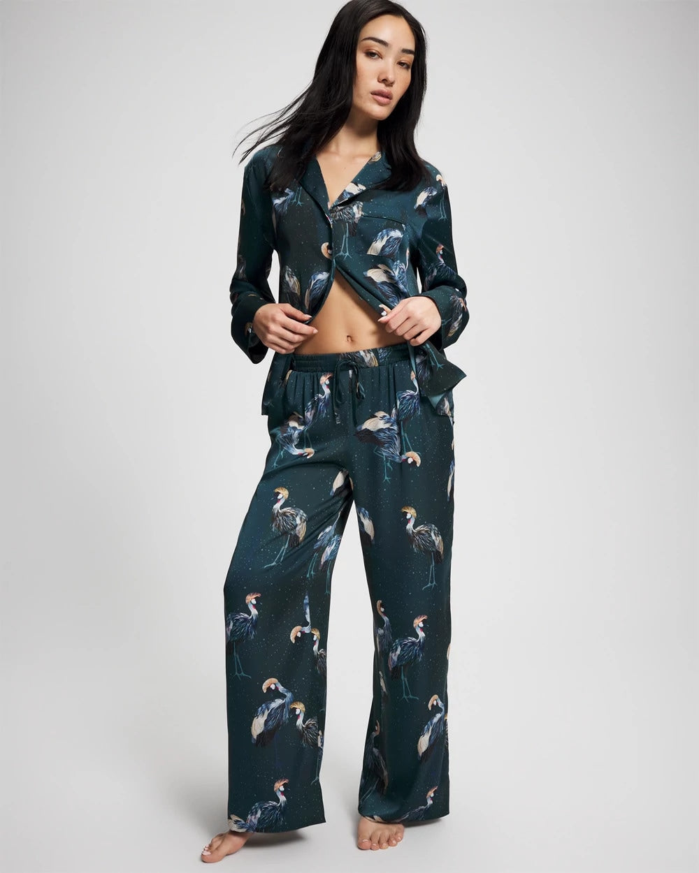 MIDNIGHT CRANES BLUE Pajama Pants