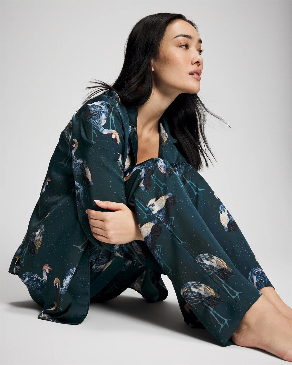 MIDNIGHT CRANES BLUE Pajama Pants