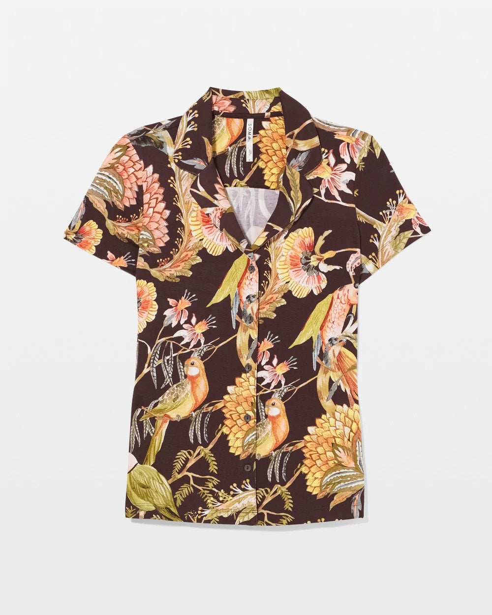PARROT-DISO PLUME G PLUM Short Sleeve Notch Collar Pajama Top