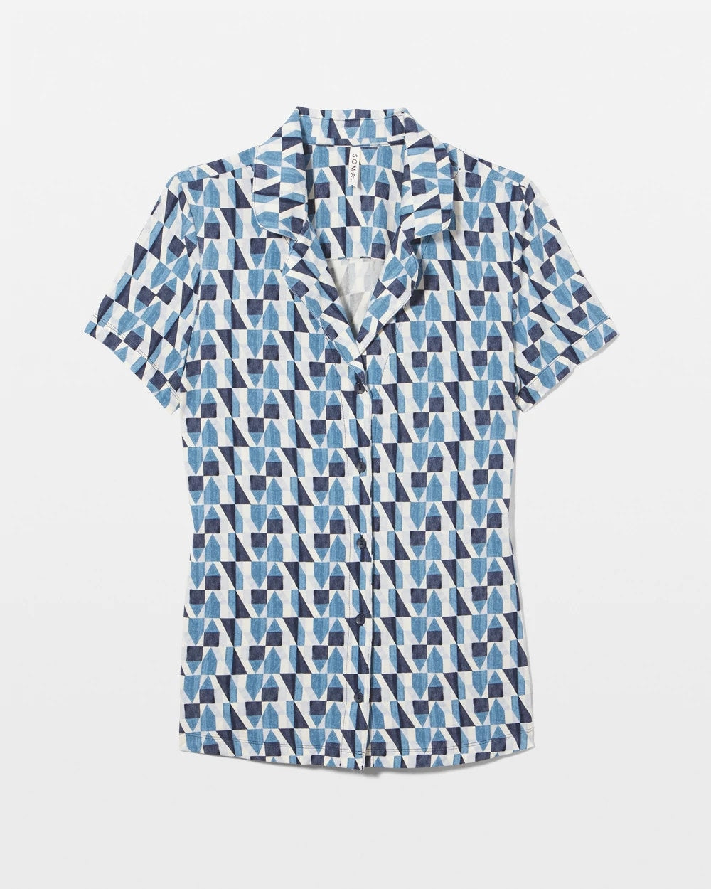 PRISM GEO MID NAVY Short Sleeve Notch Collar Pajama Top