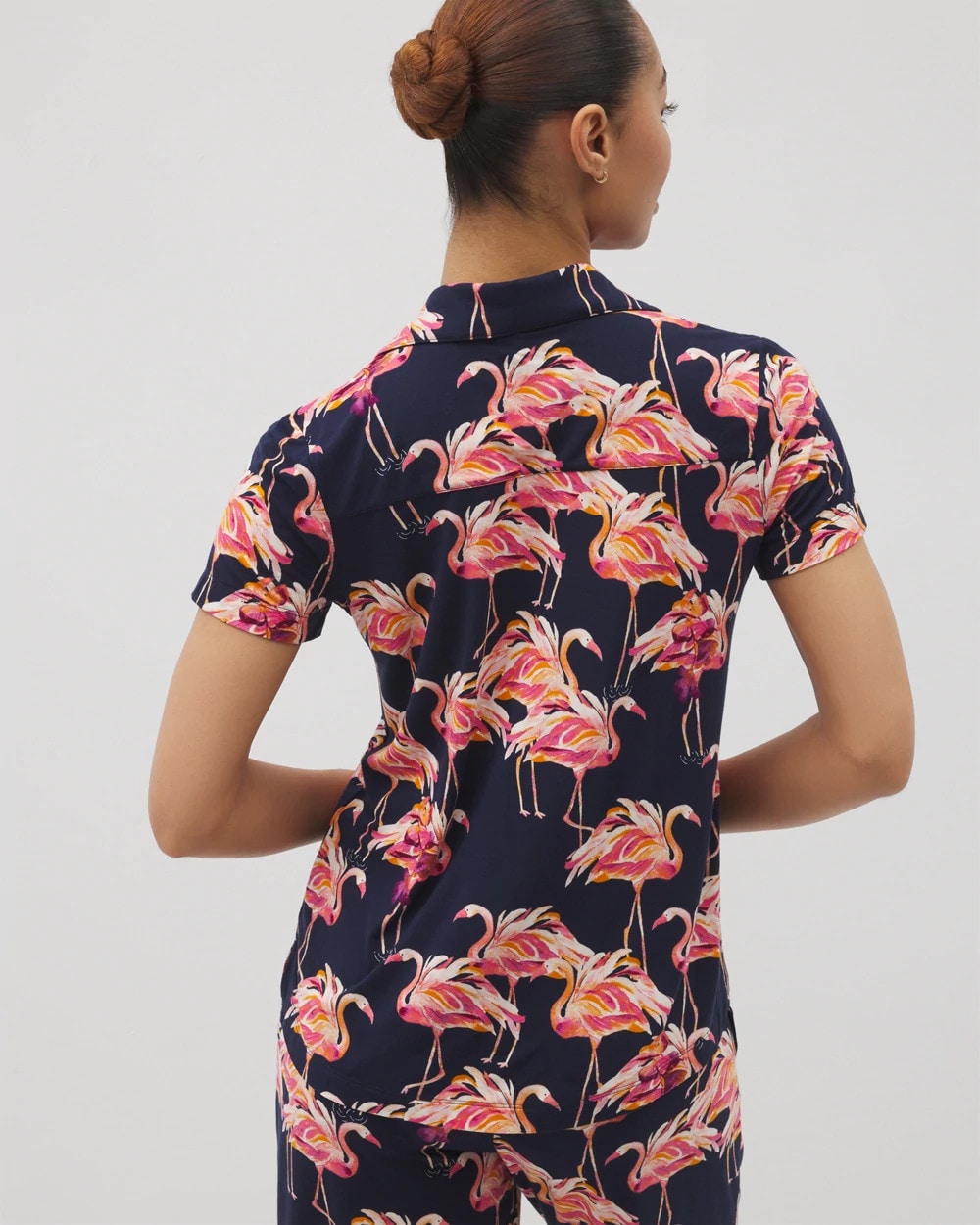 PARTY LIKE A FLOCK STAR N Short Sleeve Notch Collar Pajama Top