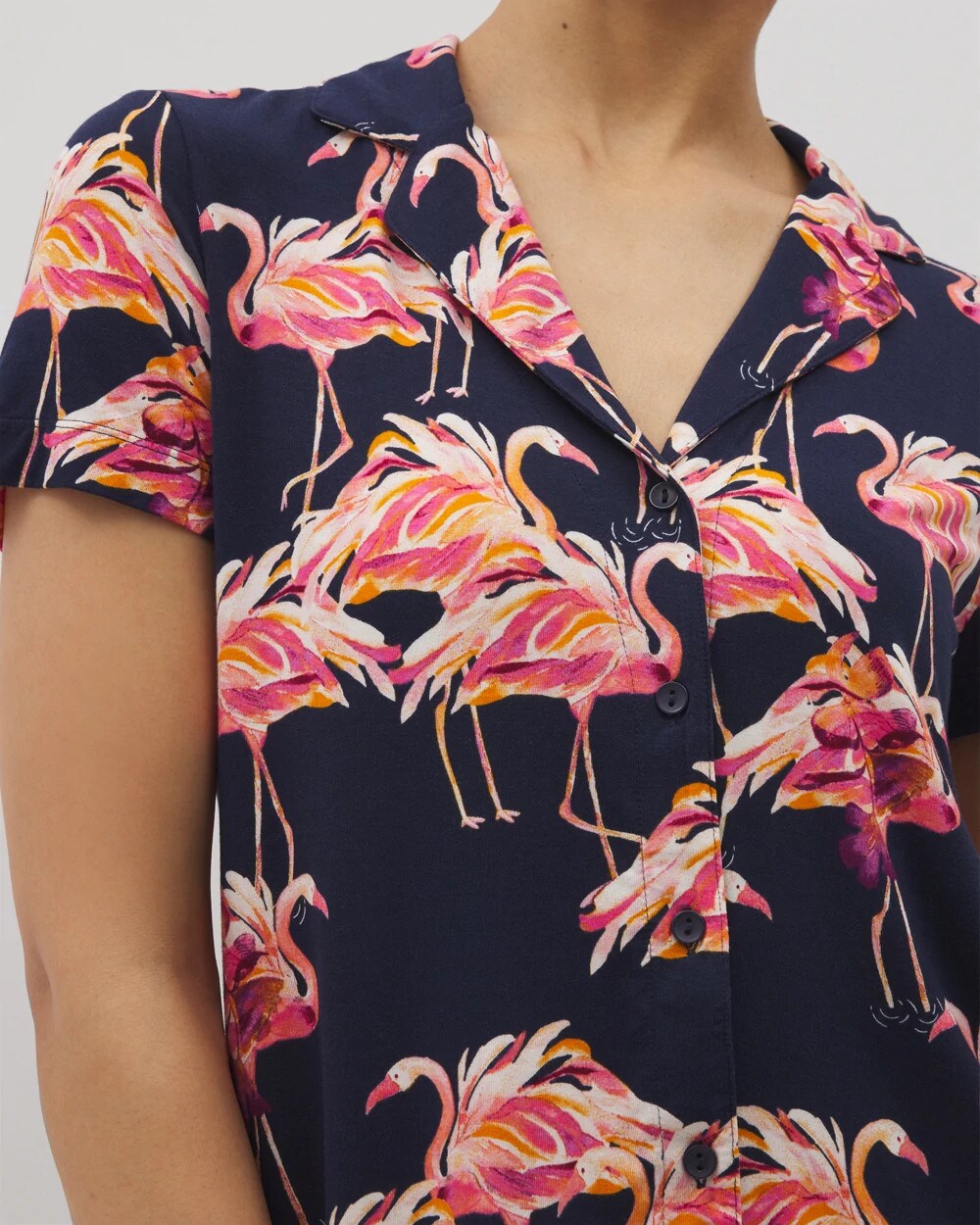 PARTY LIKE A FLOCK STAR N Short Sleeve Notch Collar Pajama Top