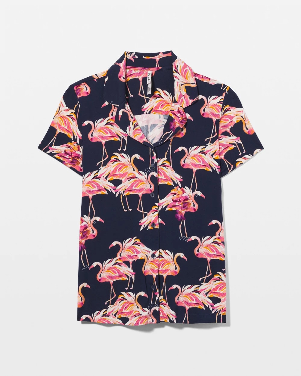 PARTY LIKE A FLOCK STAR N Short Sleeve Notch Collar Pajama Top