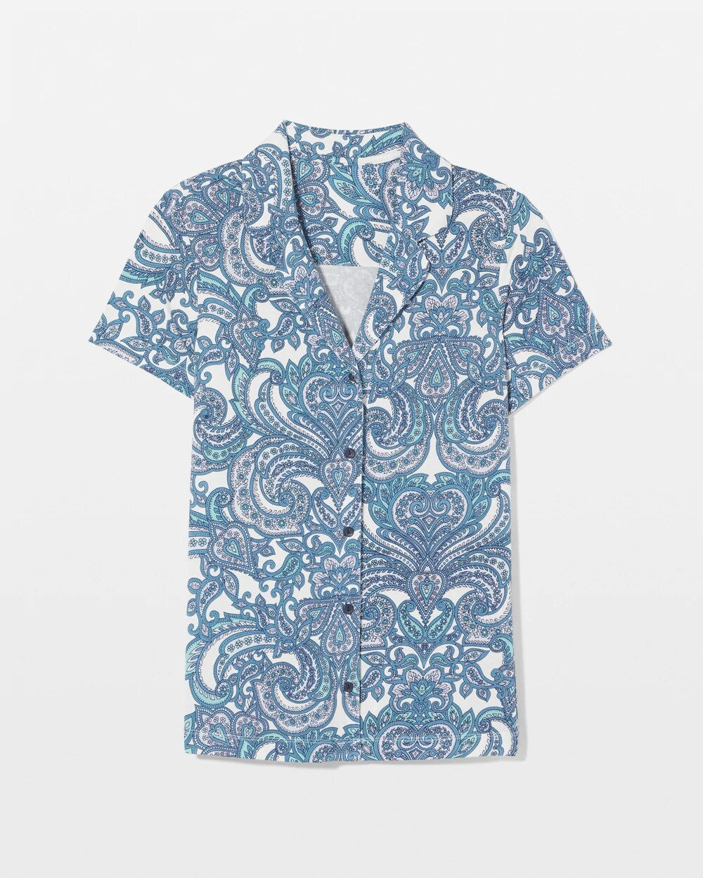 SHOW OFF PAISLEY COCONUT Short Sleeve Notch Collar Pajama Top
