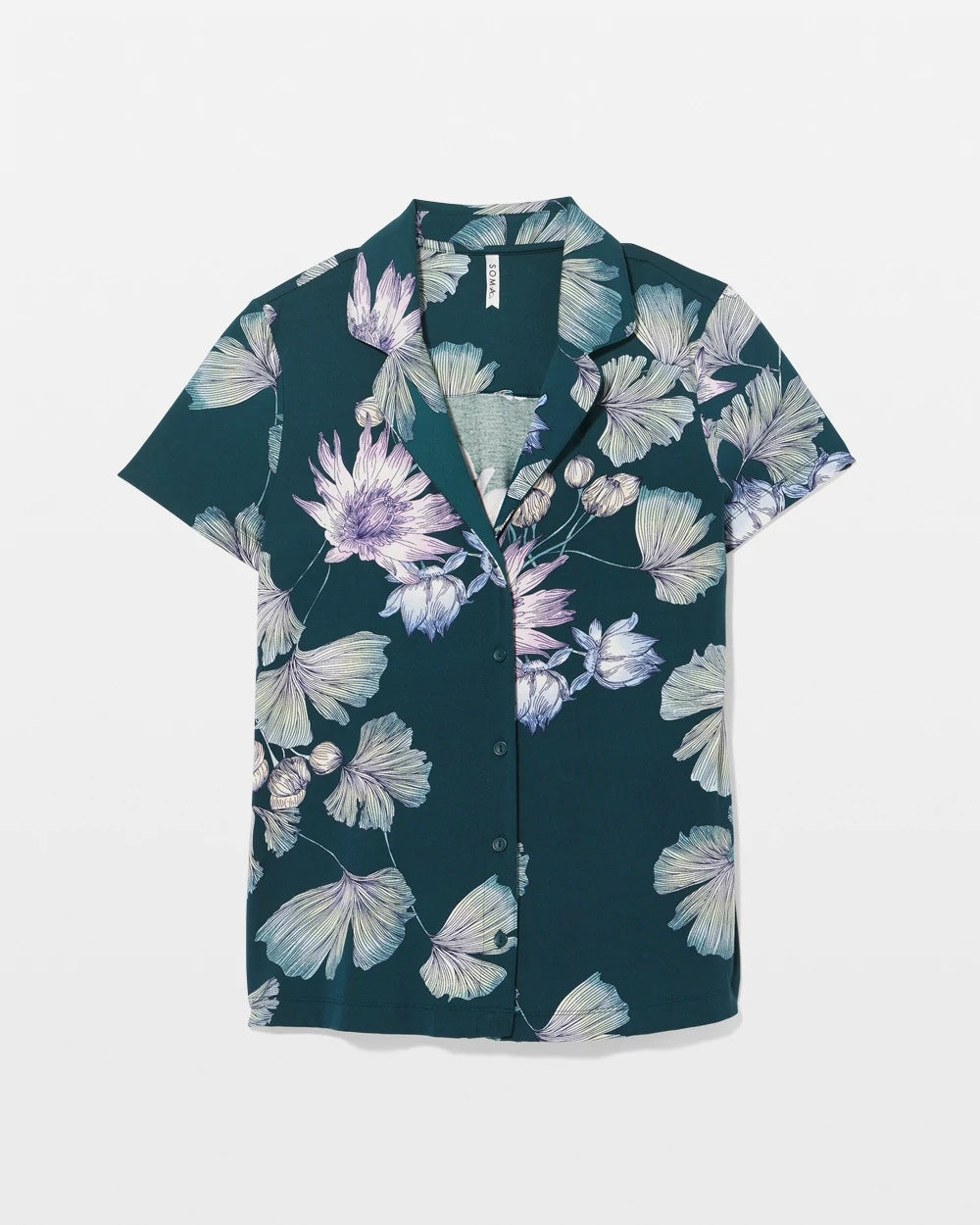 HAVEN BOTANICAL DARK SEA Short Sleeve Notch Collar Pajama Top