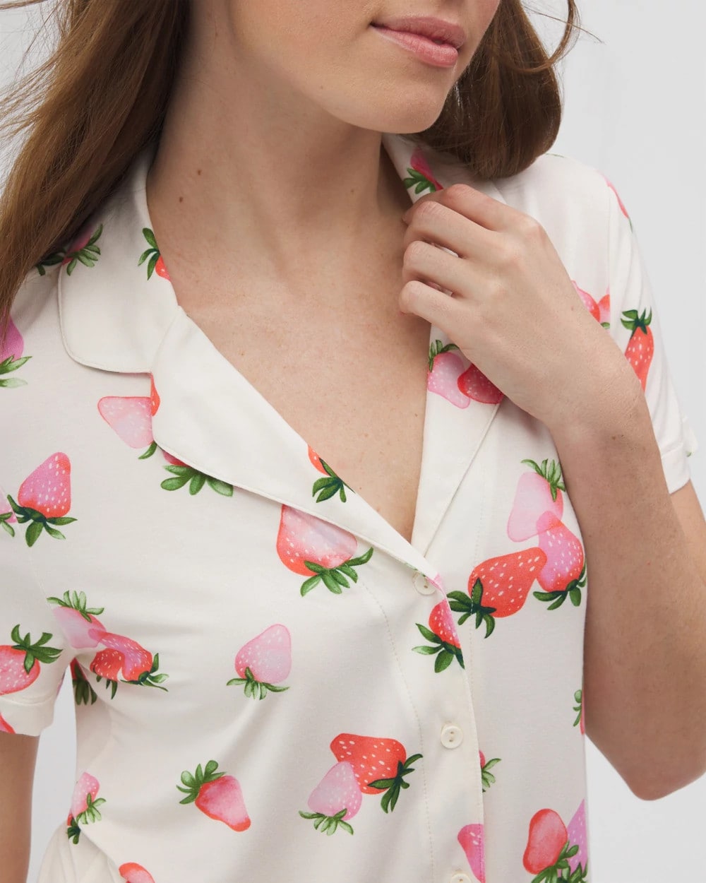 BERRY BEST CHAMPAGNE Short Sleeve Notch Collar Pajama Top