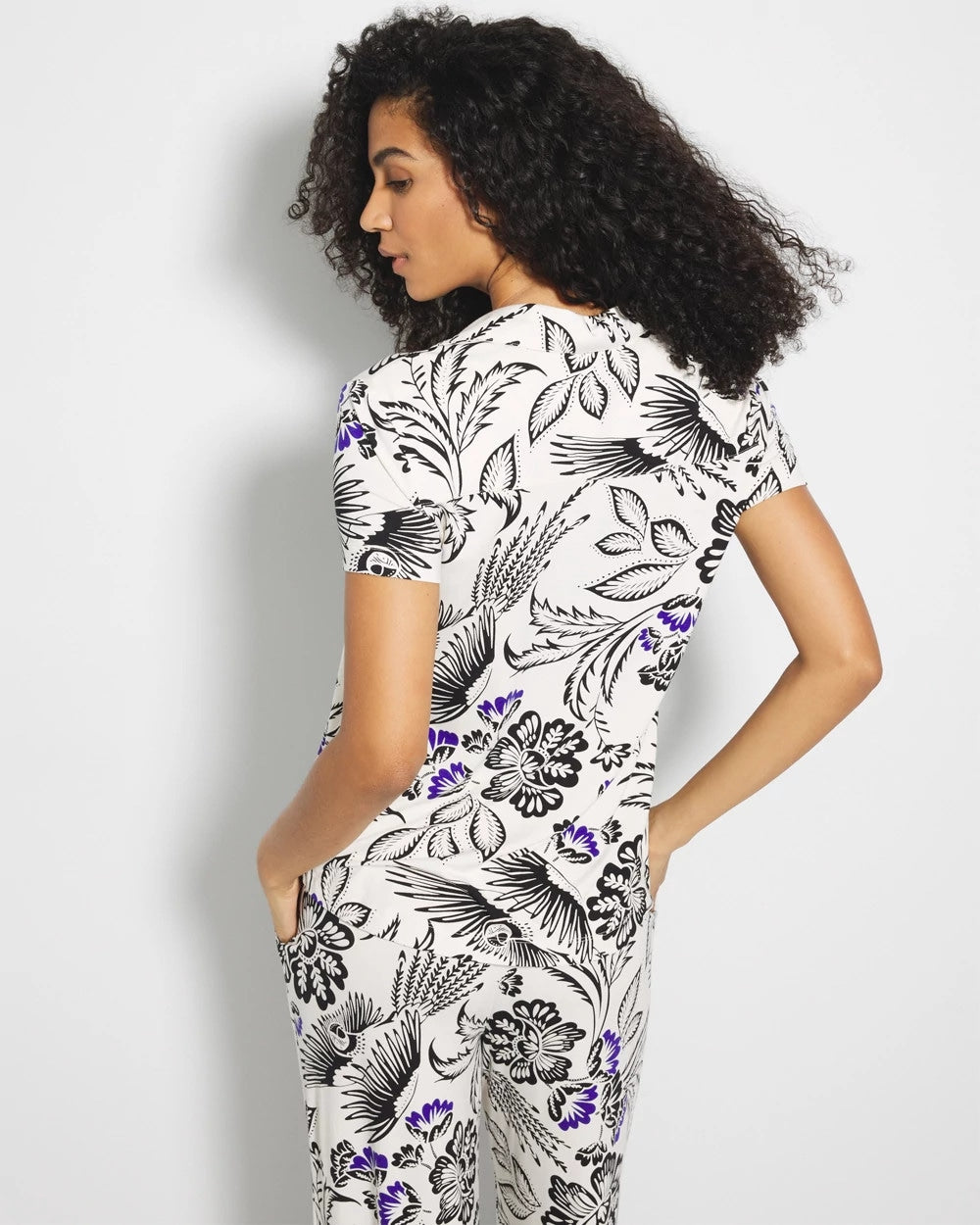 FLY BY NIGHT CHMPGNE DRMS Short Sleeve Notch Collar Pajama Top