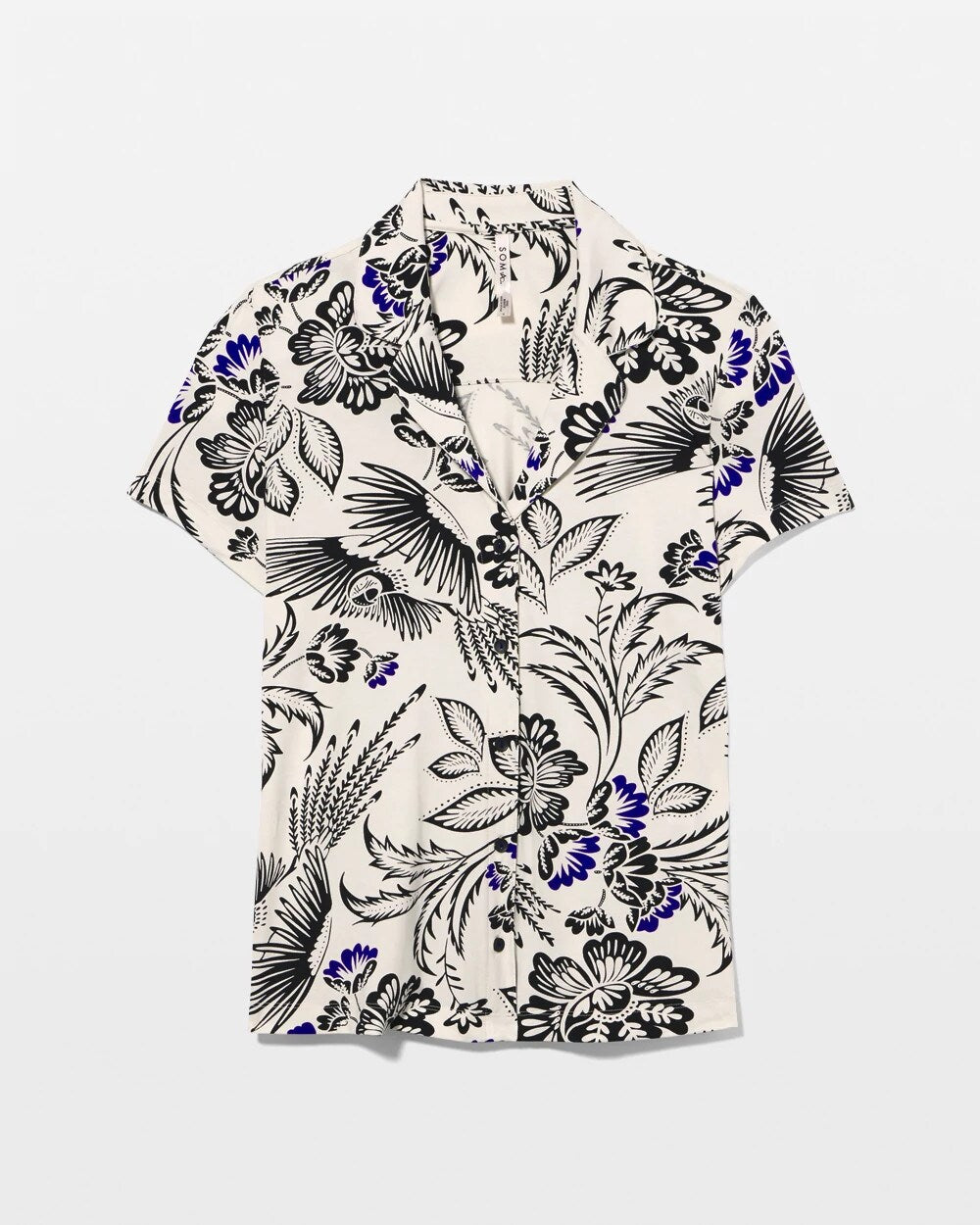 FLY BY NIGHT CHMPGNE DRMS Short Sleeve Notch Collar Pajama Top