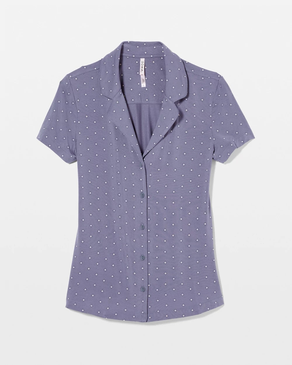 ON THE DOT EARL GRAY Short Sleeve Notch Collar Pajama Top