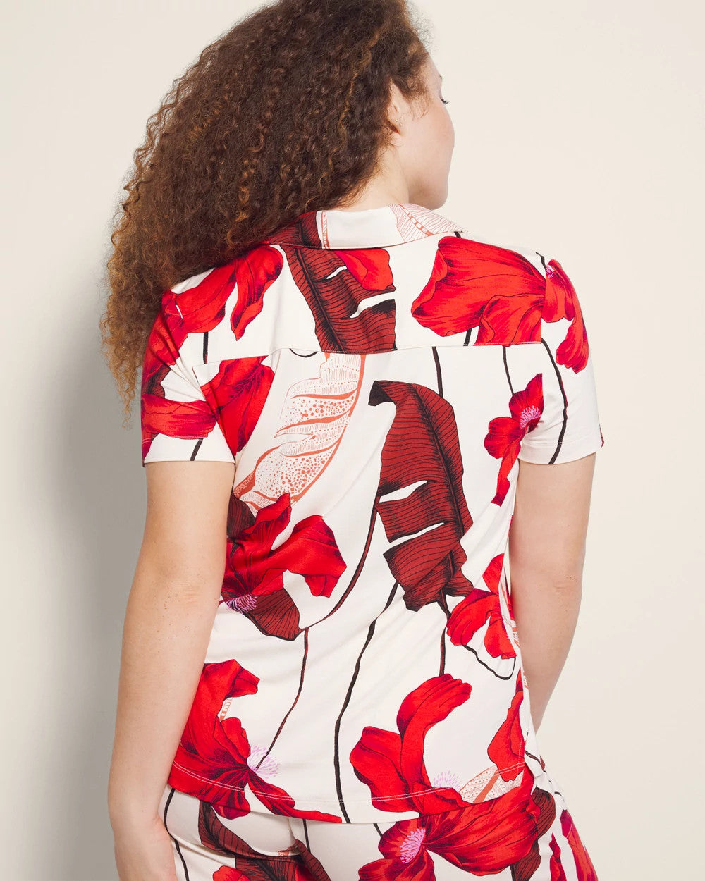 TROPIC LIKE ITS HOT WS Short Sleeve Notch Collar Pajama Top