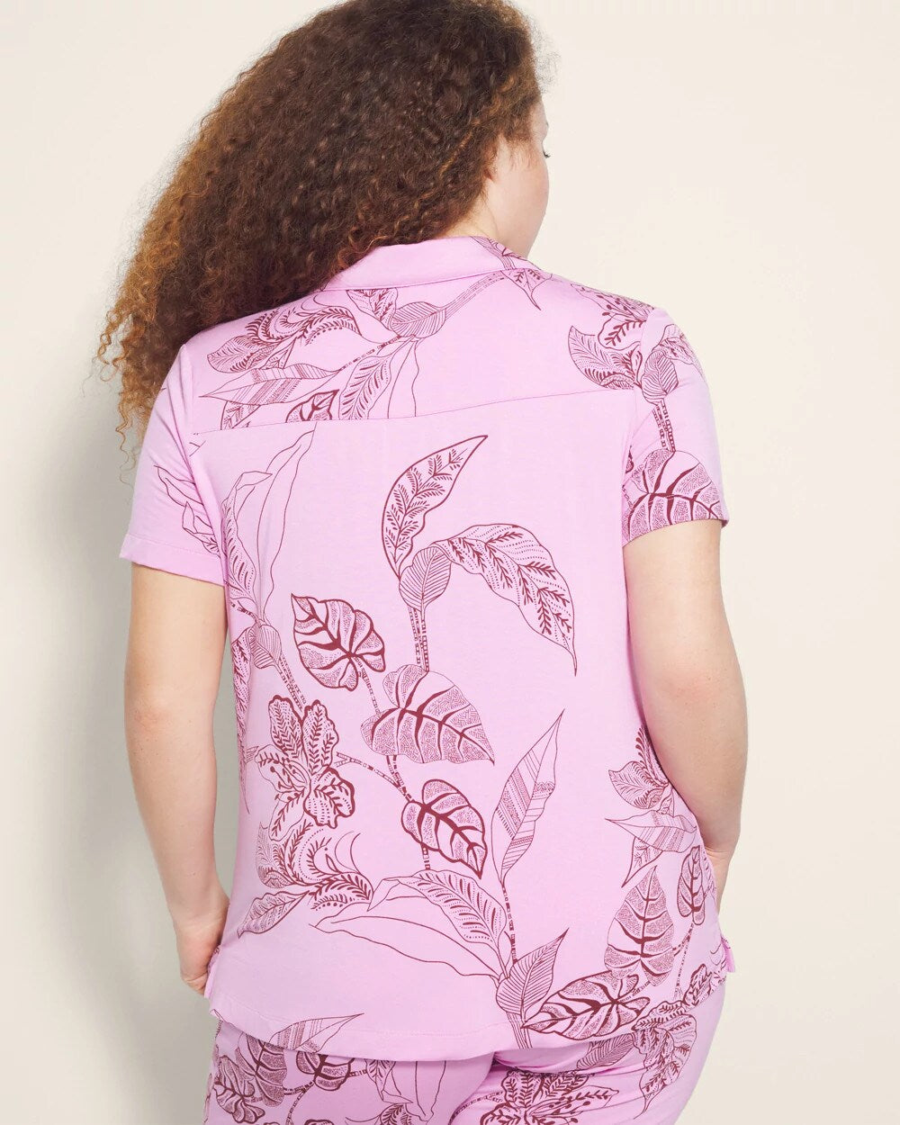 BALI BATIK META MAUVE Short Sleeve Notch Collar Pajama Top