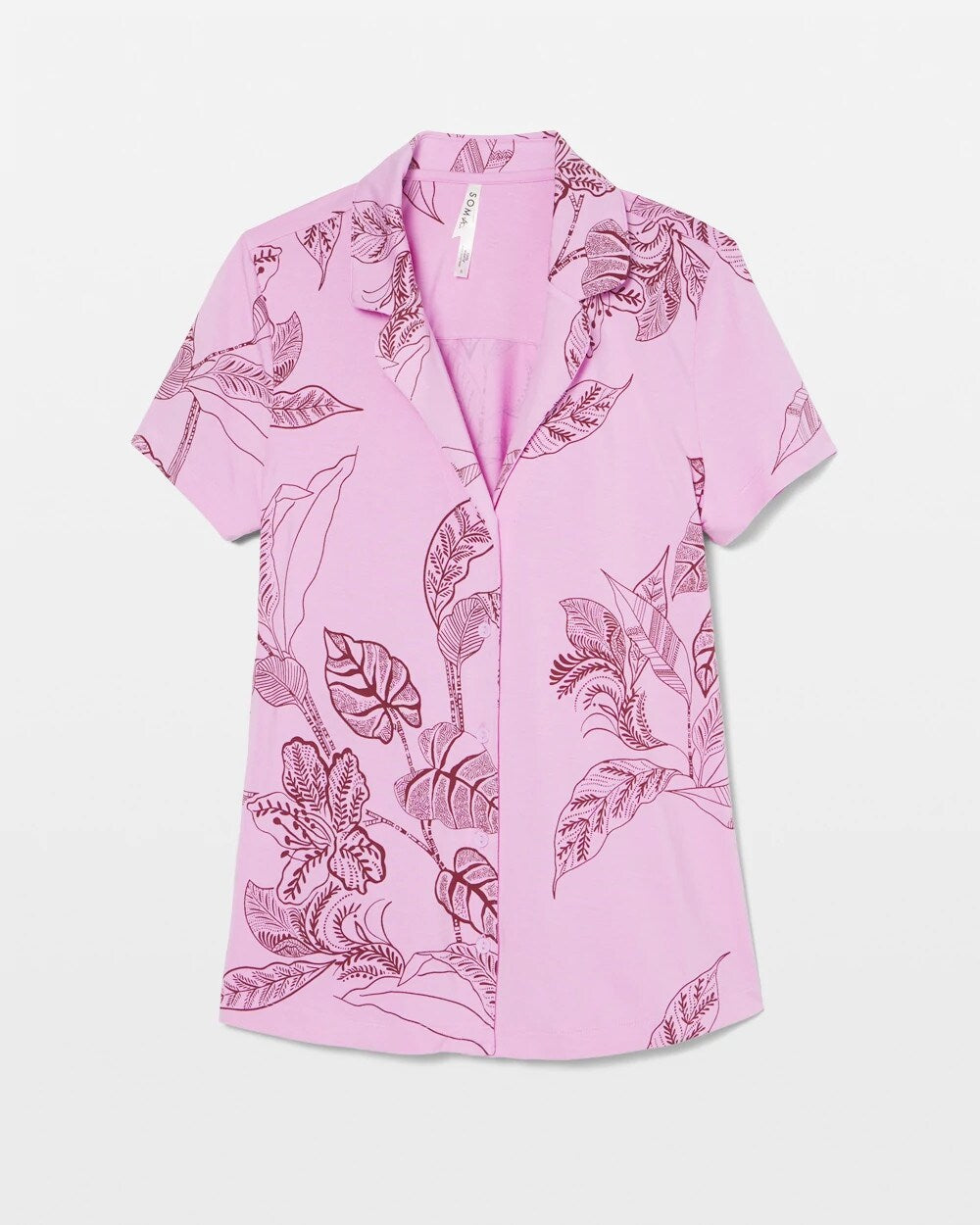 BALI BATIK META MAUVE Short Sleeve Notch Collar Pajama Top