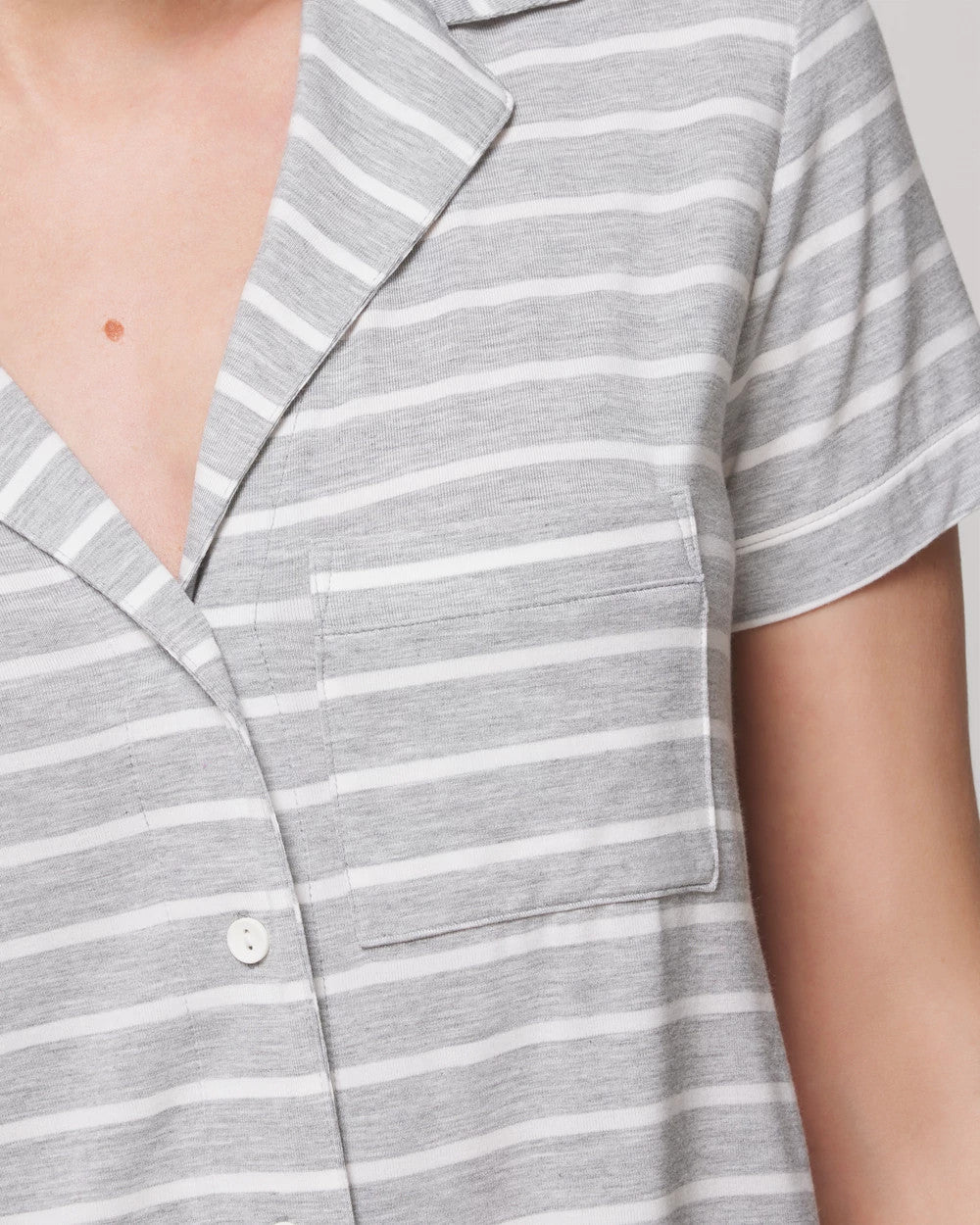 FUNDAMENTAL M HTHR OPAL G Short Sleeve Notch Collar Pajama Top
