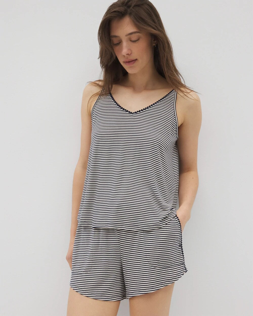 NIGHTCAP STRIPE NAVY Pom Trim Pajama Cami