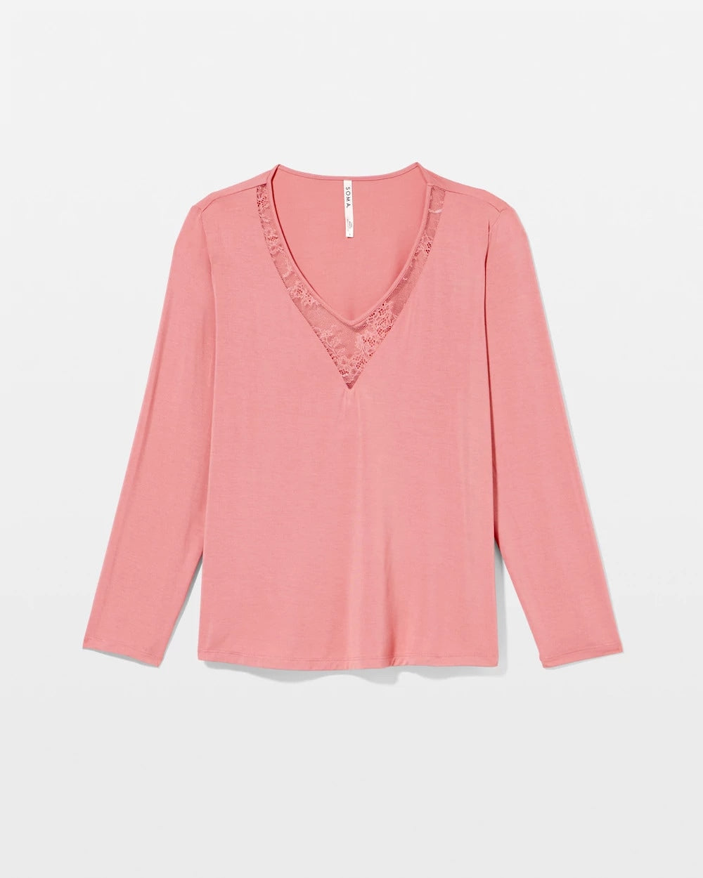 ANTIQUE PINK Lace Long Sleeve Pajama Top