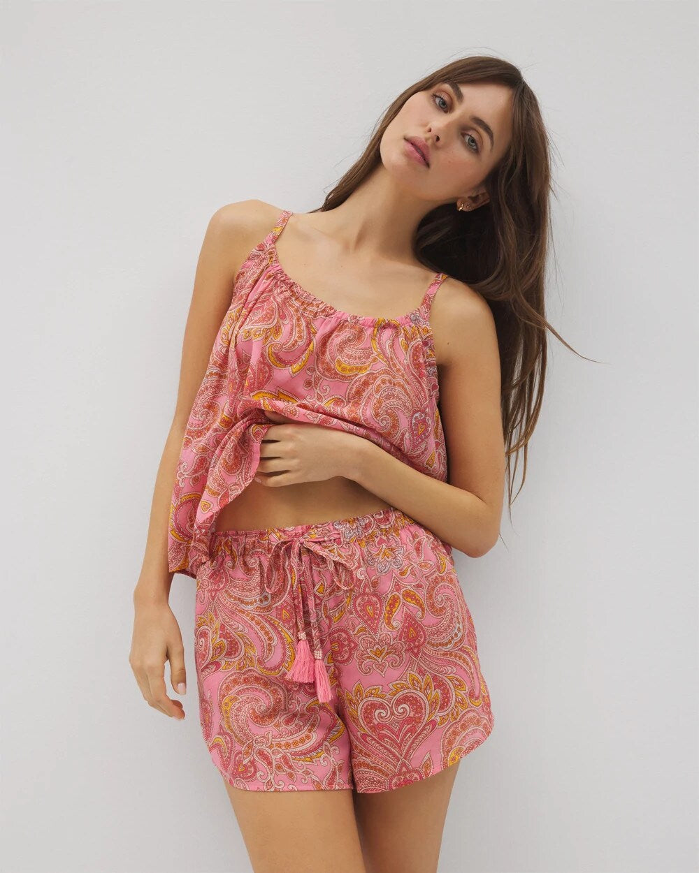 SHOW OFF PAISLEY P GUAVA Cotton Voile Pajama Short