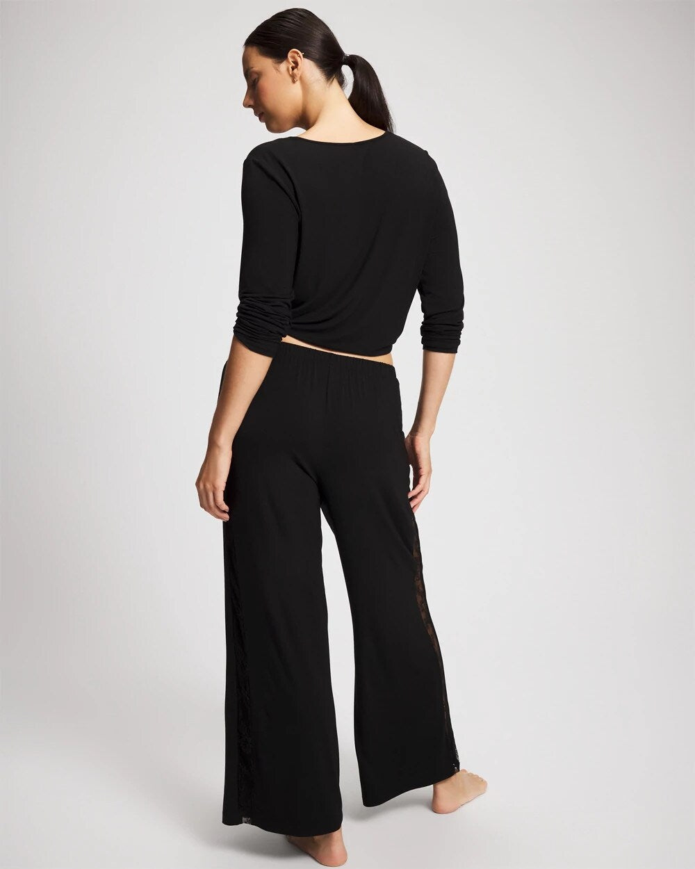 BLACK Lace Relaxed Wide Leg Pajama Pant