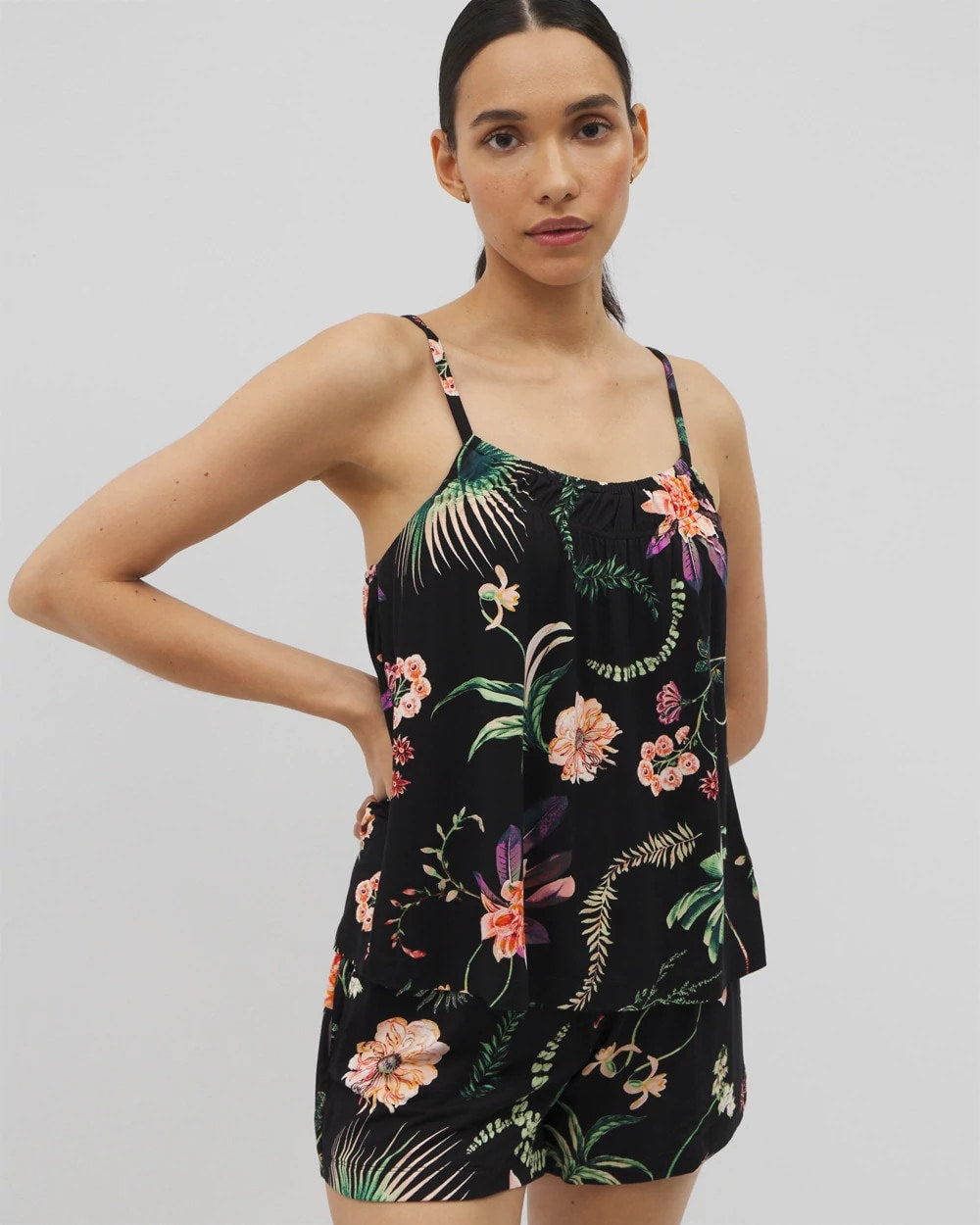 PARADISE PLUMES BLACK Pajama Cami