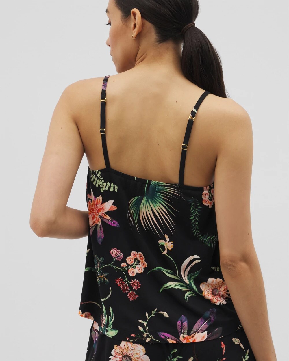 PARADISE PLUMES BLACK Pajama Cami