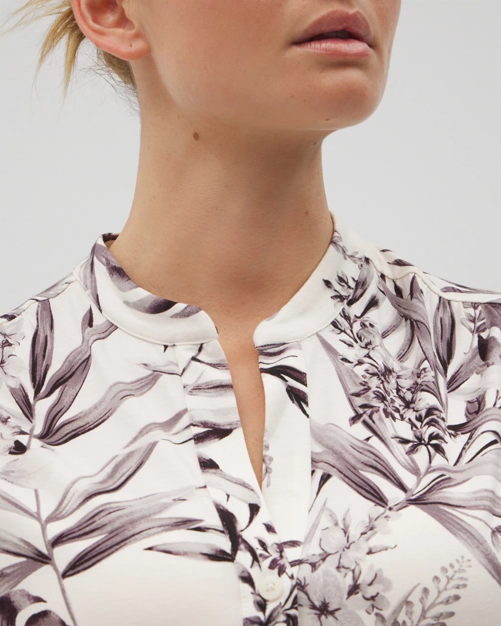 PALM PERFECT CHAMPAGNE Short-Sleeve Button-Front Pajama Top