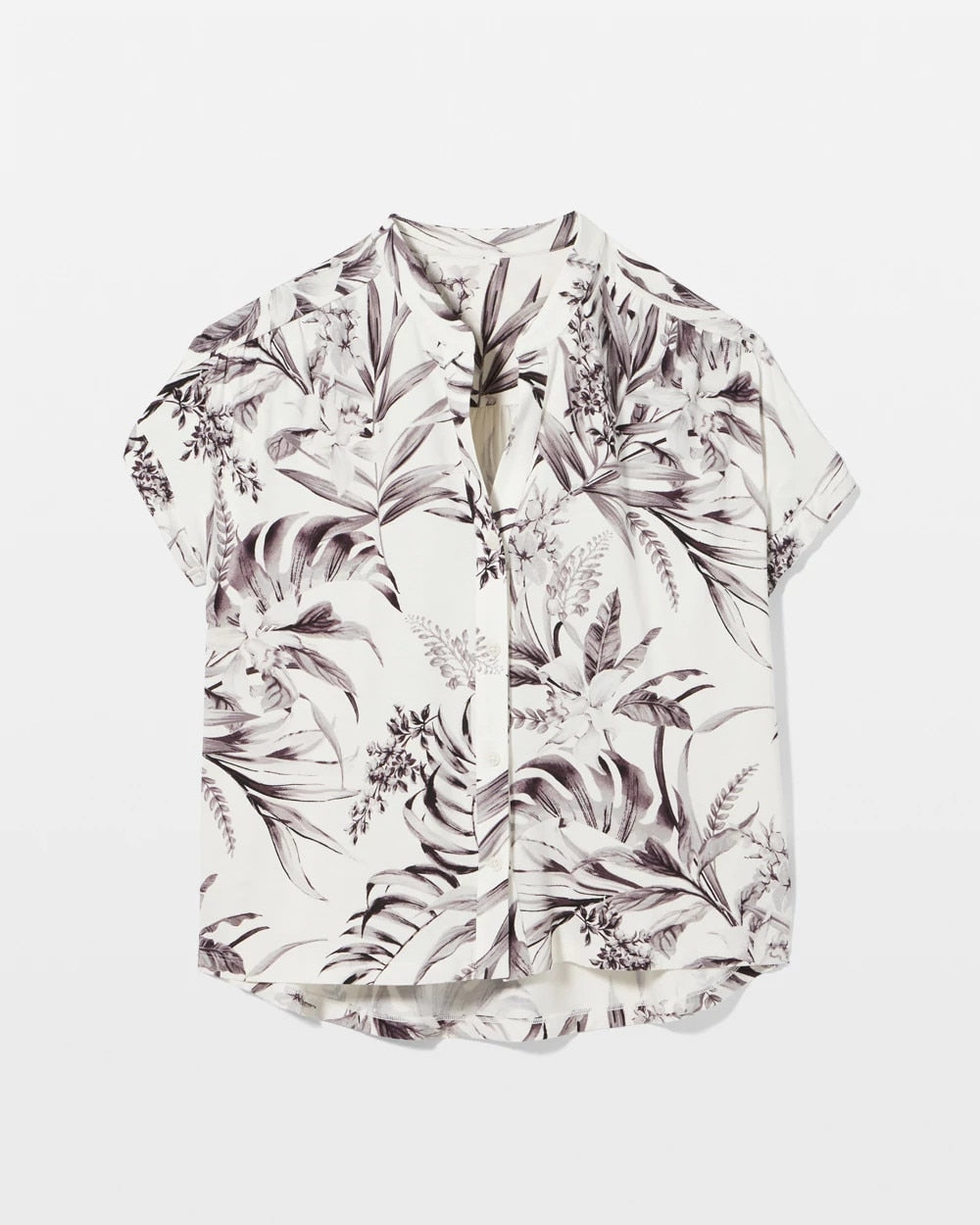 PALM PERFECT CHAMPAGNE Short-Sleeve Button-Front Pajama Top