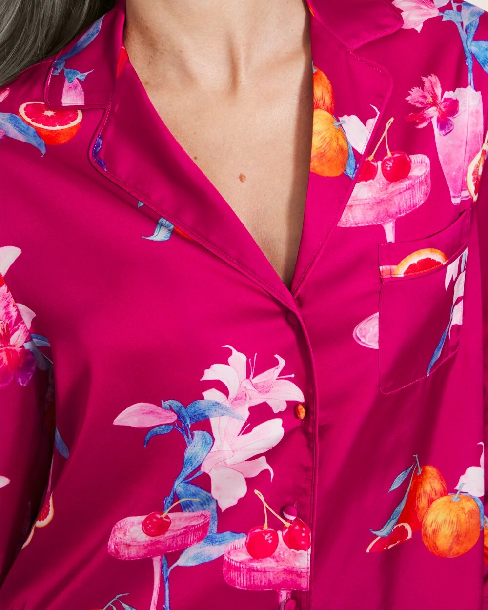 ORANGE YOU GLAD PINK COSM Long-Sleeve Notch Collar Pajama Top