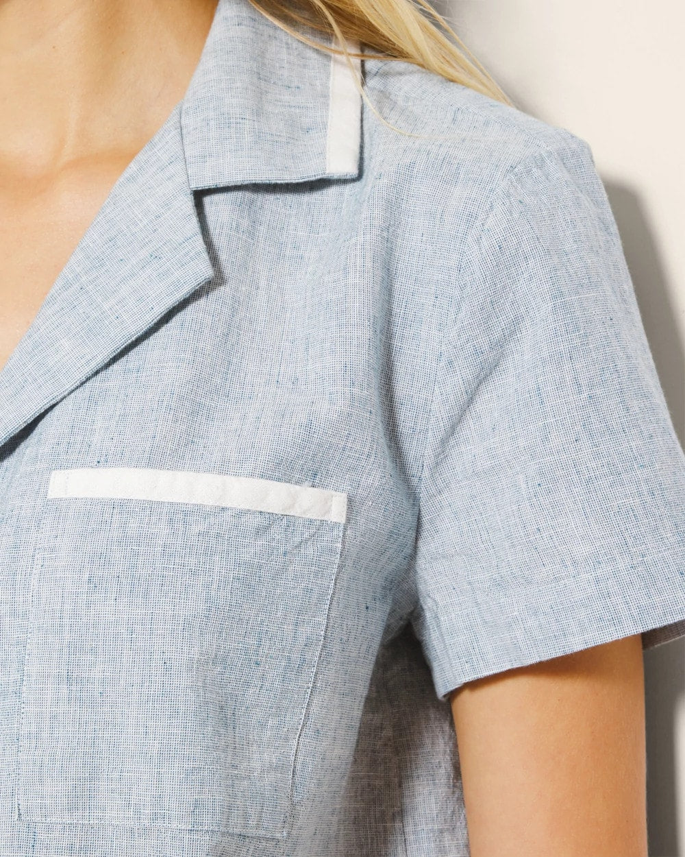 IDYLLIC BLUE CROSSDYE Short-Sleeve Notch Collar Pajama Top
