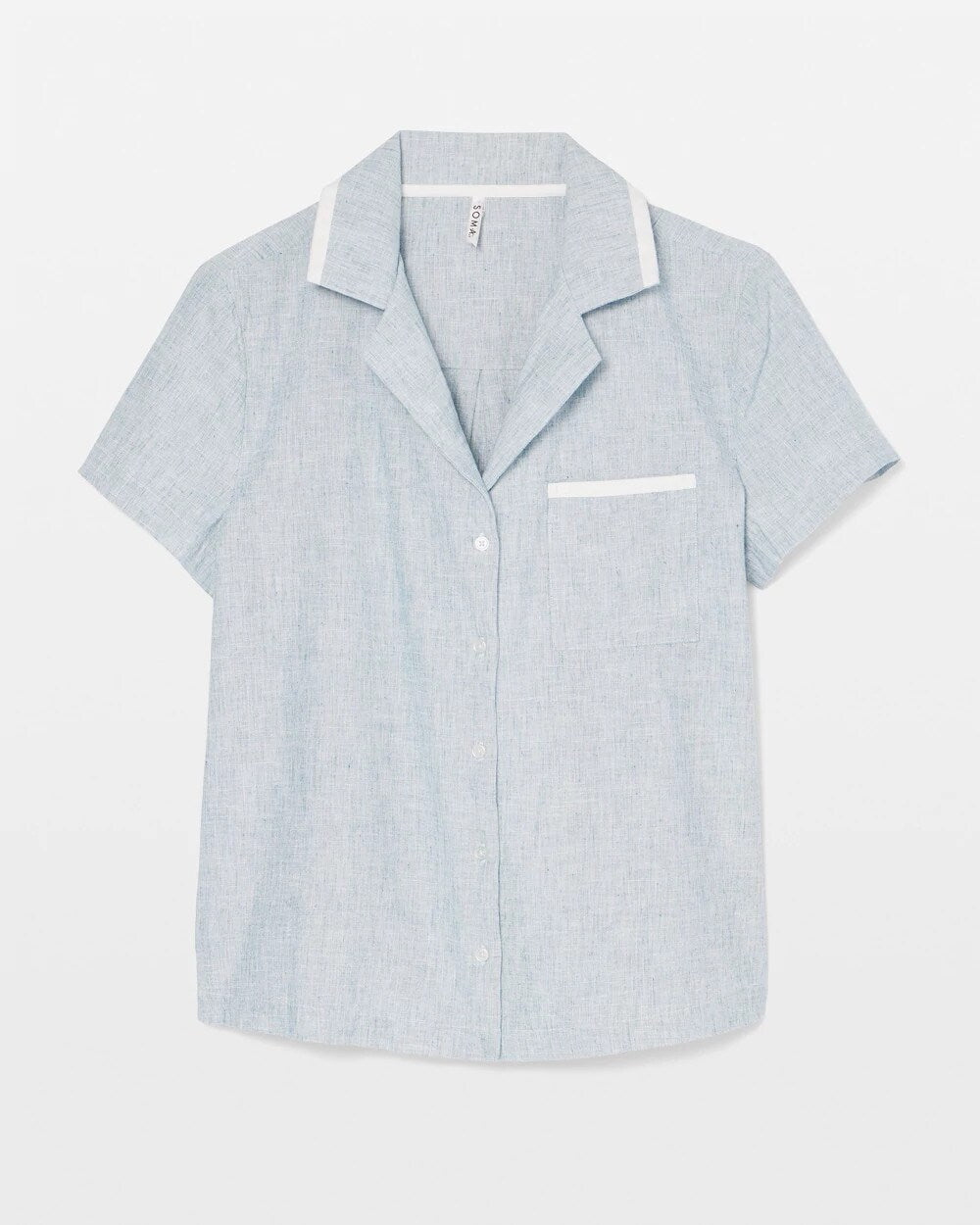IDYLLIC BLUE CROSSDYE Short-Sleeve Notch Collar Pajama Top