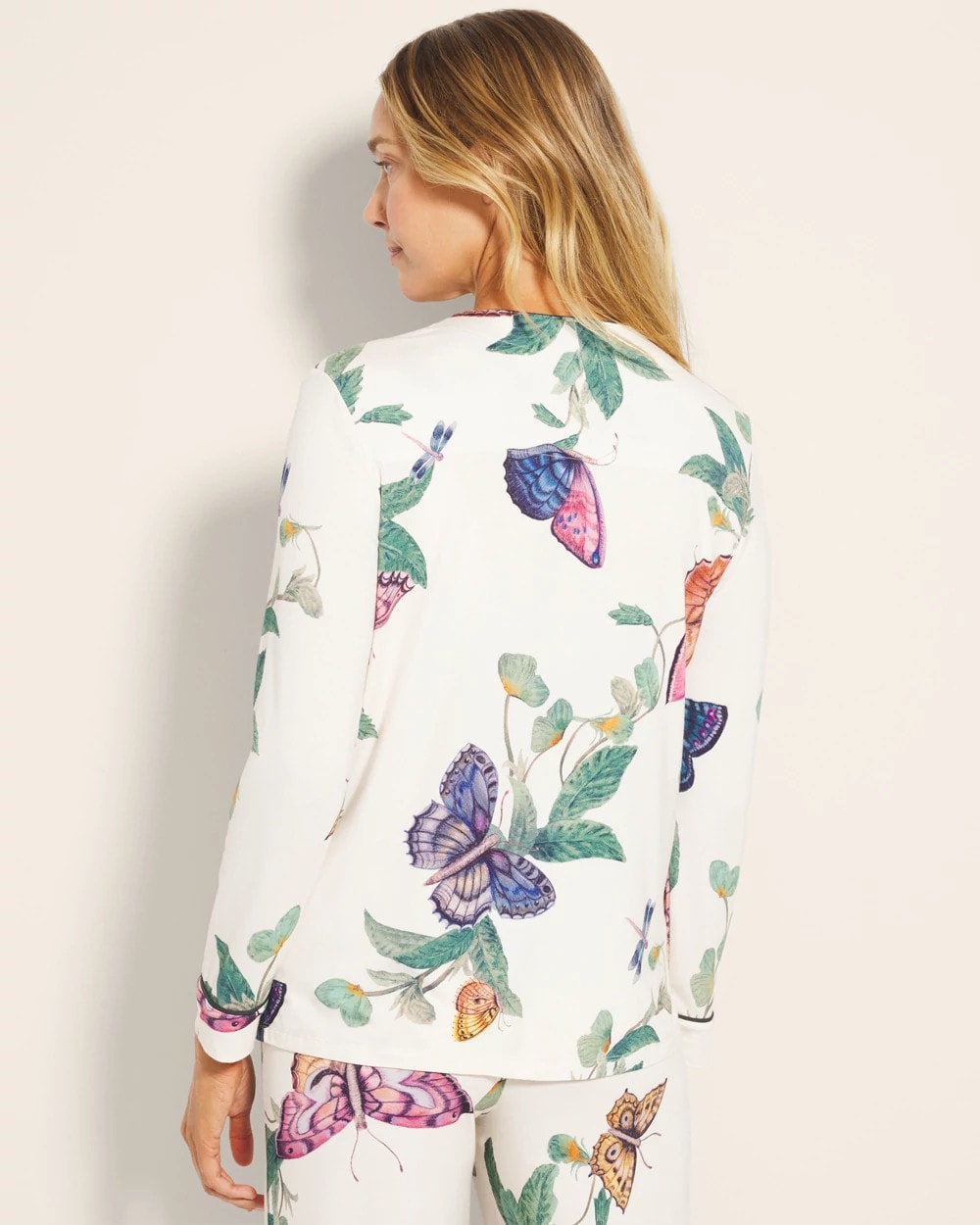 WINGED WONDERS DRAMA CHMP Piped Long-Sleeve Notch Pajama Top
