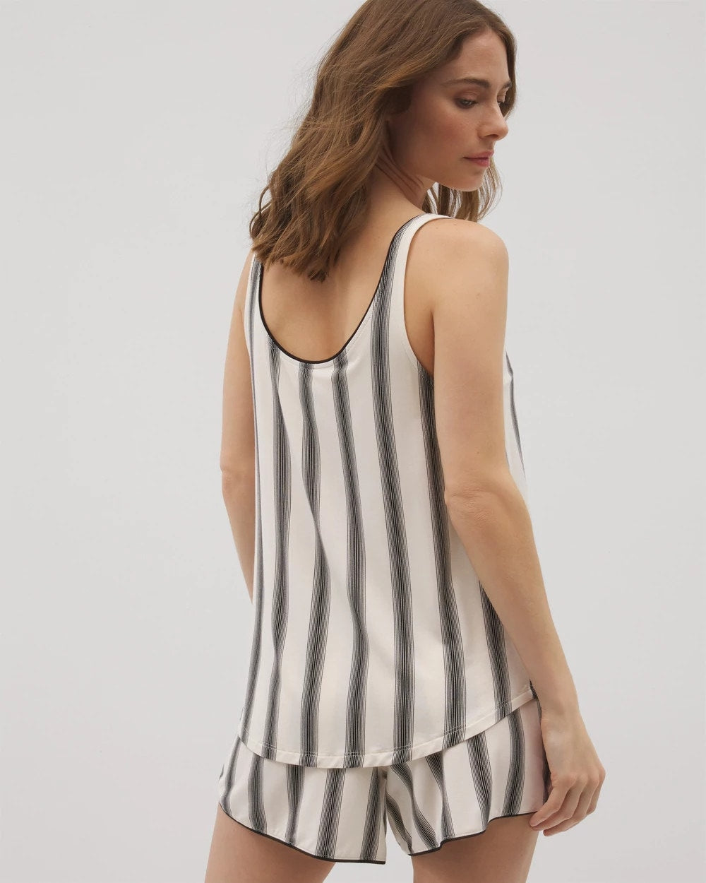 HAMPTON STRIPE BLACK Pajama Tank With Piping