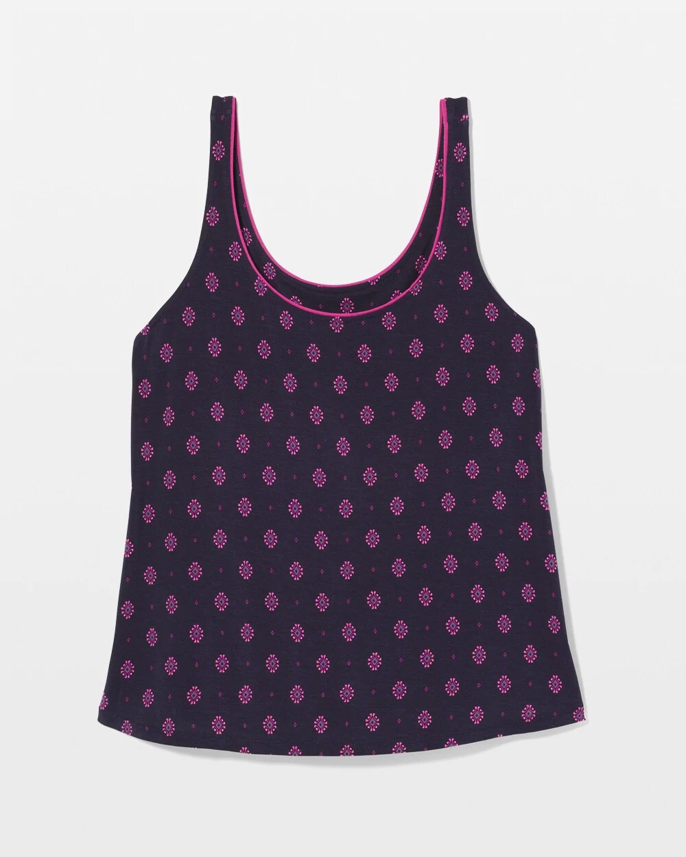 GEO FLEUR NAVY Pajama Tank With Piping
