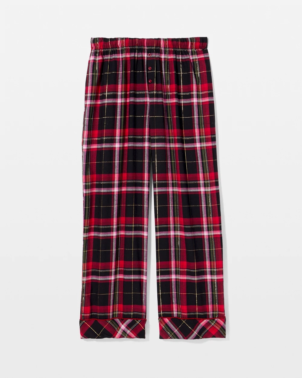 MAD FOR PLAID BLACK Velvet Piped Relaxed Pajama Pant