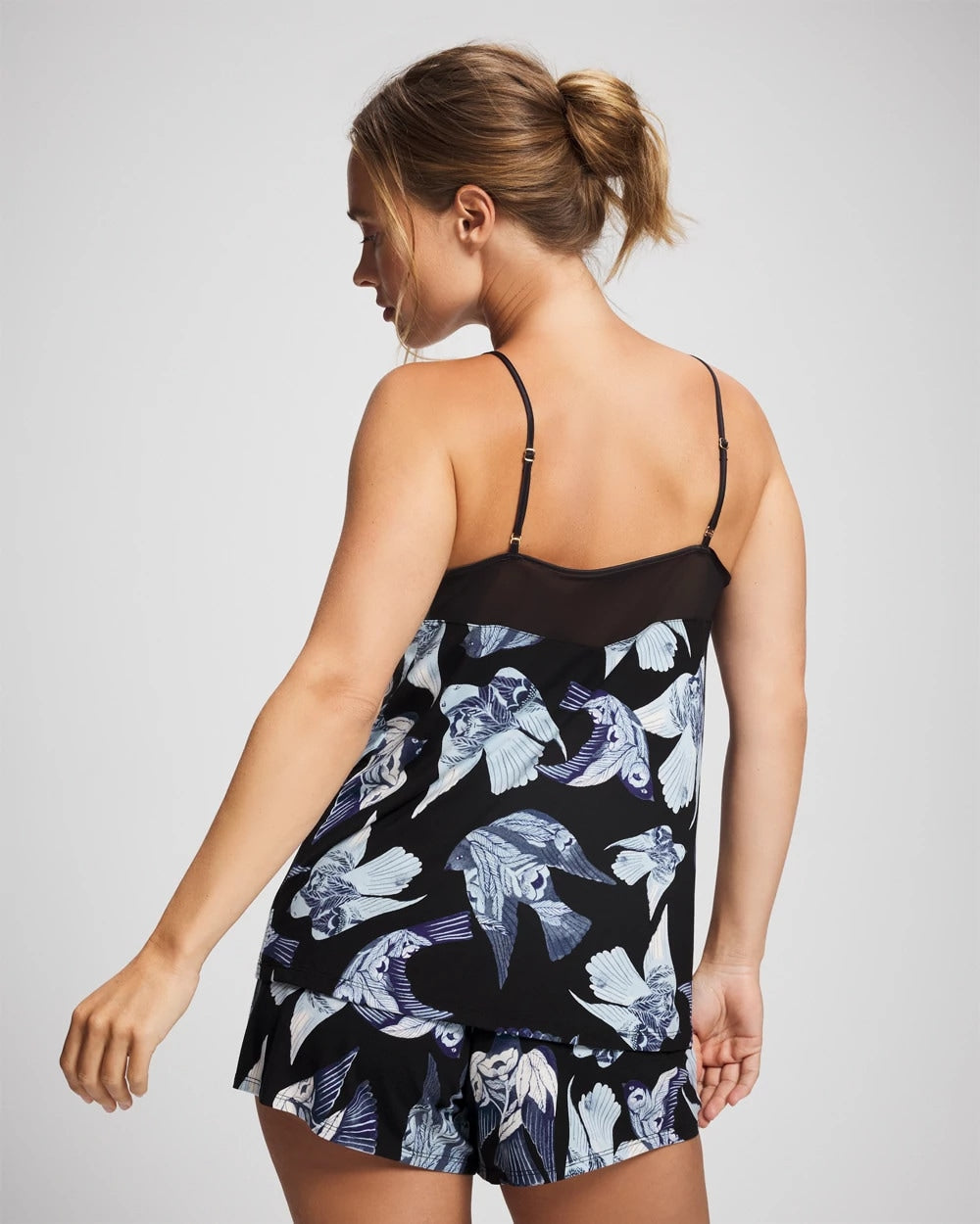 WHIMSICAL WINGS BLK MID Mesh Trim Pajama Cami