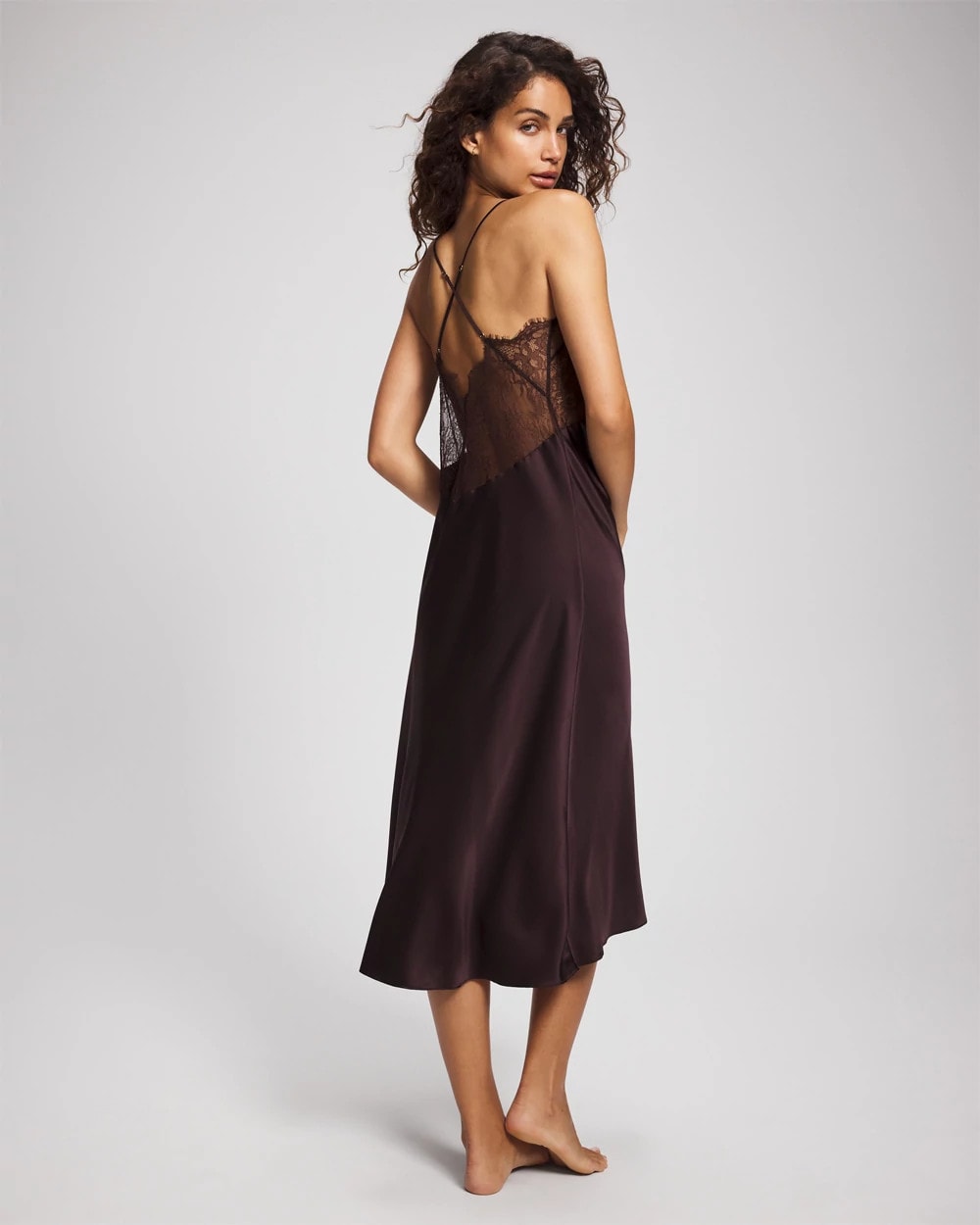 CHOCOLATE PLUM Soma’s Sexiest Silk + Lace Gown