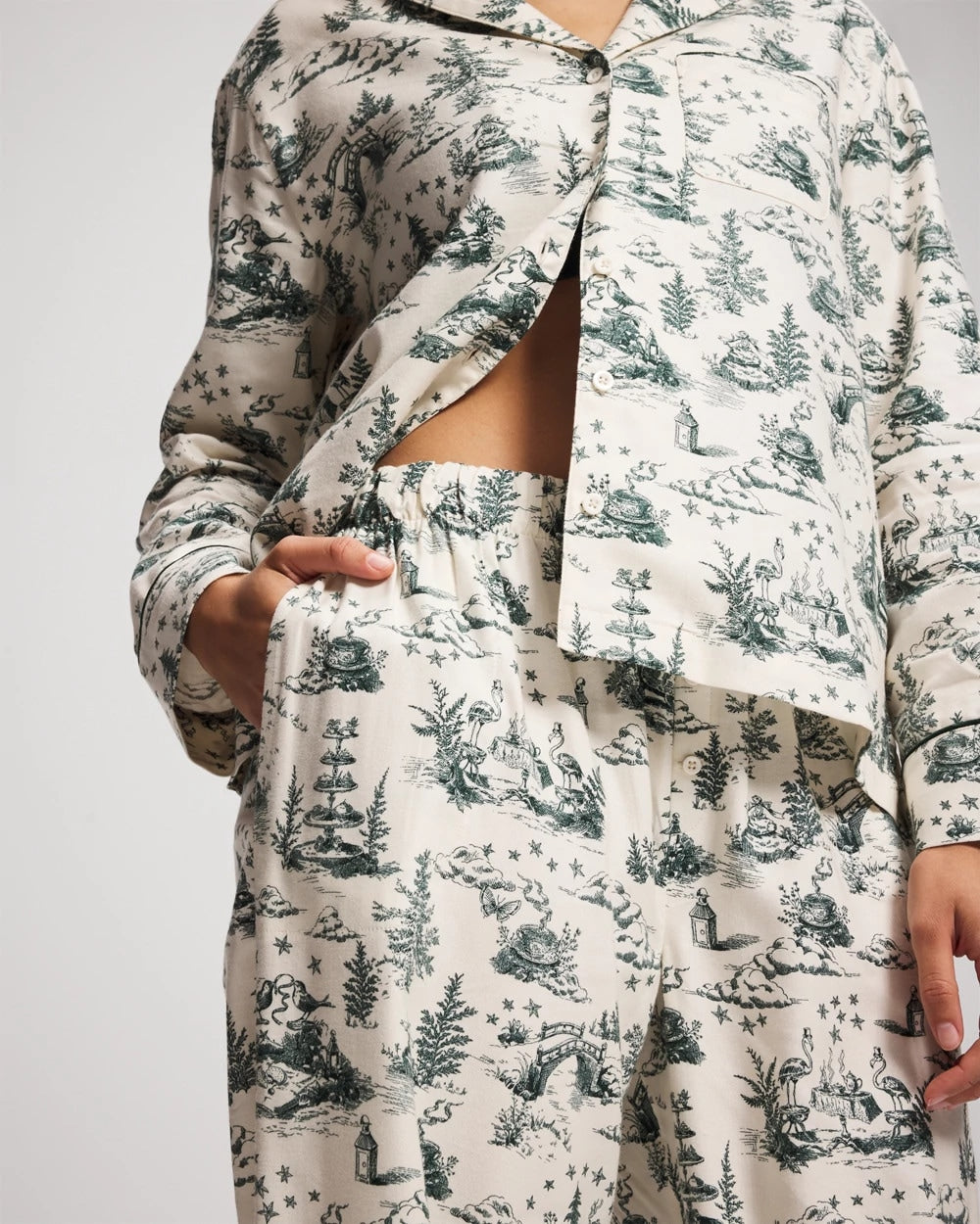 ENCHANTED TOILE GREEN Piped Pajama Pant